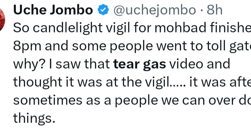“As a people, we can overdo things” Uche Jombo reprimands those tear-gassed after Mohbad’s candlelight procession