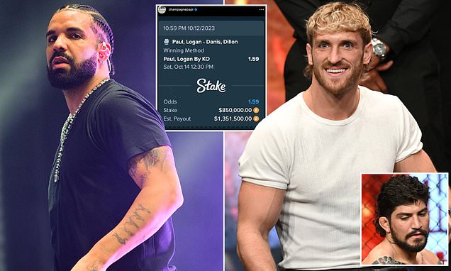 Rapper Drake bets almost £700, 000 on Logan Paul to win by KO against  Dillon Danis - NewsNow Nigeria