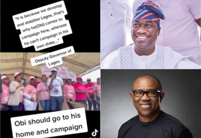 Lagos Deputy Governor Calls for Peter Obi to Campaign in His State, Not Lagos