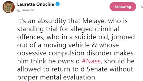 “Dino Melaye Should Have A Proper Mental Evaluation before Being Allowed Back Into The Senate” – Lauretta Onochie