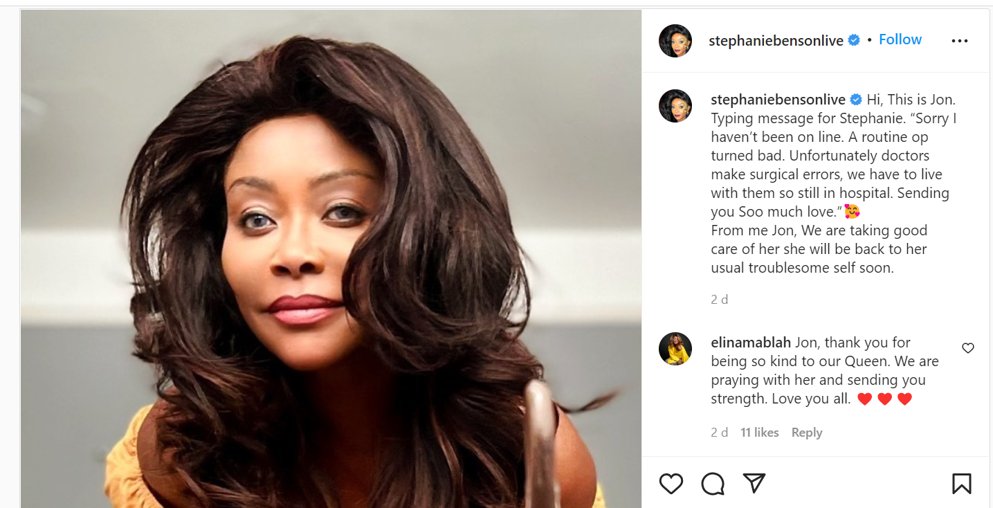 Actress Stephanie Benson hospitalized after botched plastic surgery 
