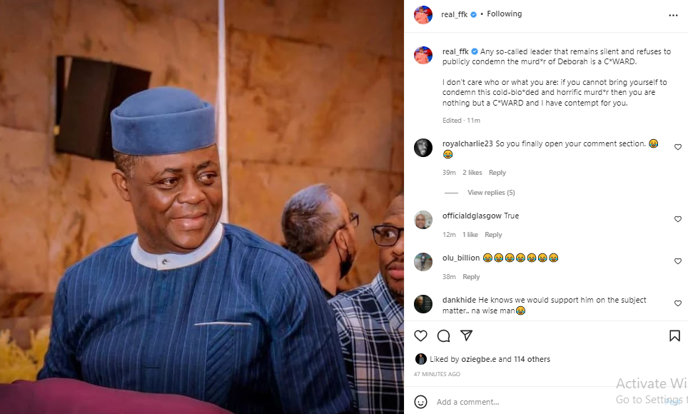 Any so-called leader that remains silent and refuses to publicly condemn the murder of Deborah is a Coward- FFK