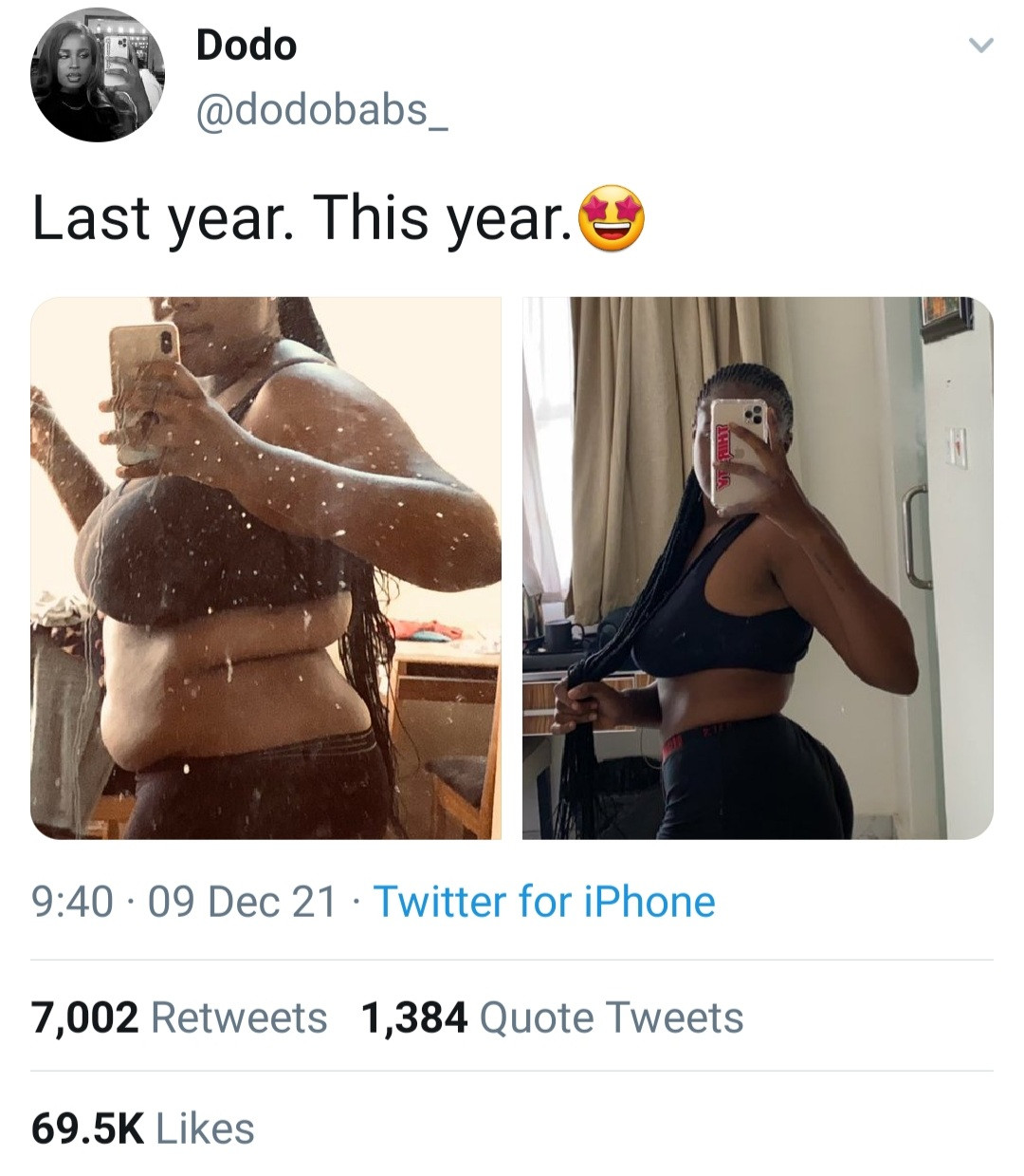 Fitness enthusiast shows off weight loss transformation achieved in one year