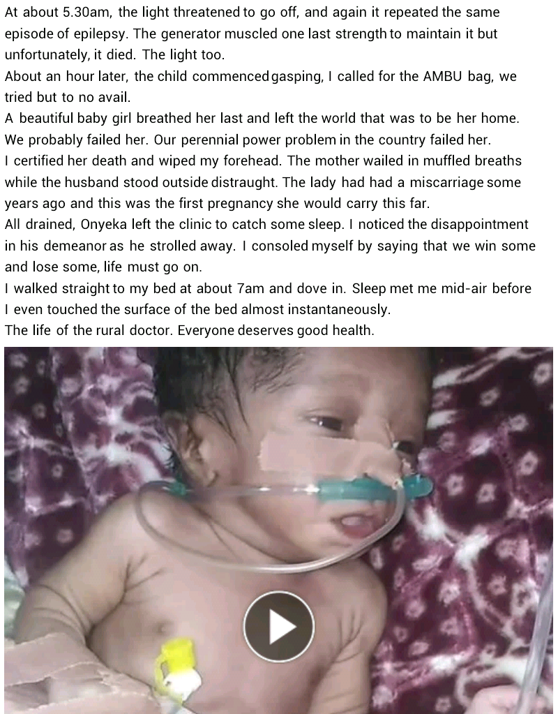 "We win some and lose some" - Nigerian doctor narrates how he lost 8-day old baby and a 22-year-old patient who drank rat poison 
