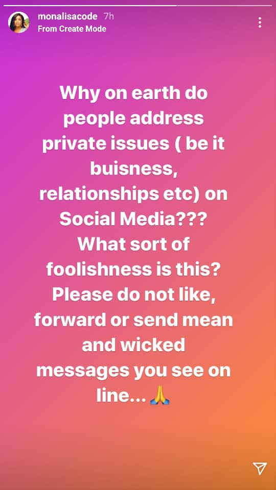 Bringing private issues to social media to address is foolishness - Actress, Monalisa Chinda 