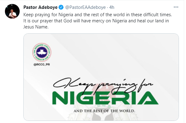  God will have mercy on Nigeria and heal our land - Pastor Adeboye 