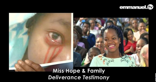 How a Girl Who Cries Blood Was Delivered Of Demons at Prophet TB Joshua’s Church [Photos]