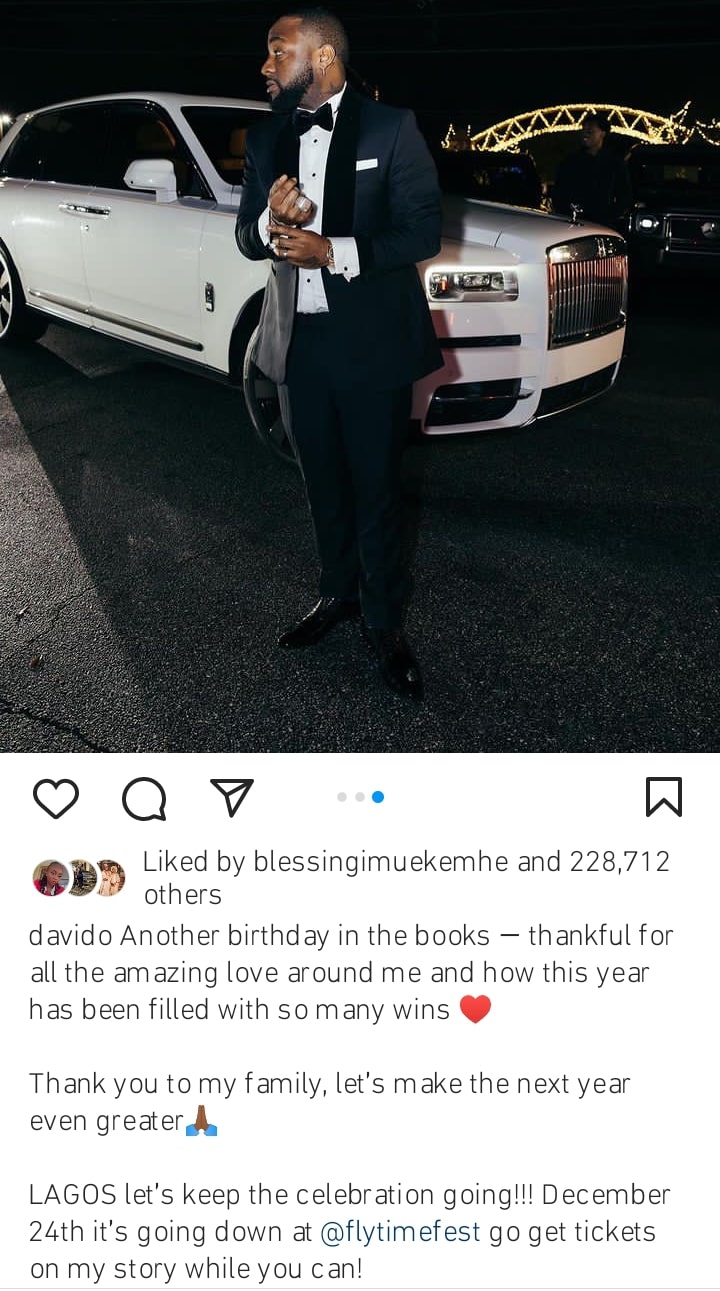 Davido thankful for his wins