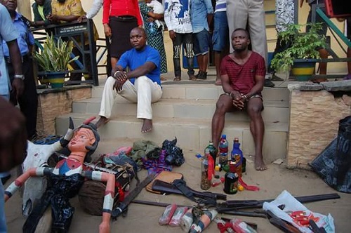 Men Of Akwa Ibom Police Arrests 67 Cult Members, Members Of Notorious Armed Robbery Syndicate, Recovers Fetish Items, Arms And Ammunition [Photos]