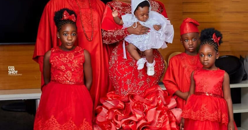 Mercy Johnson-Okojie and hubby dedicate their fourth child in church (photos)
