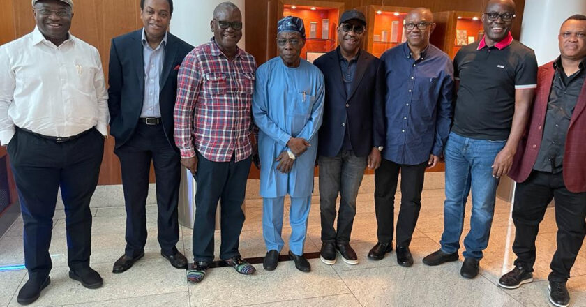 Obasanjo’s Encounter with Peter Obi and Several PDP Governors in London (See Photos)