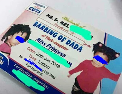 Outrage as Parents Print Invitation Card Inviting Friends to The ‘BARBING OF DAUGHTER’S DADA’ [Photo]