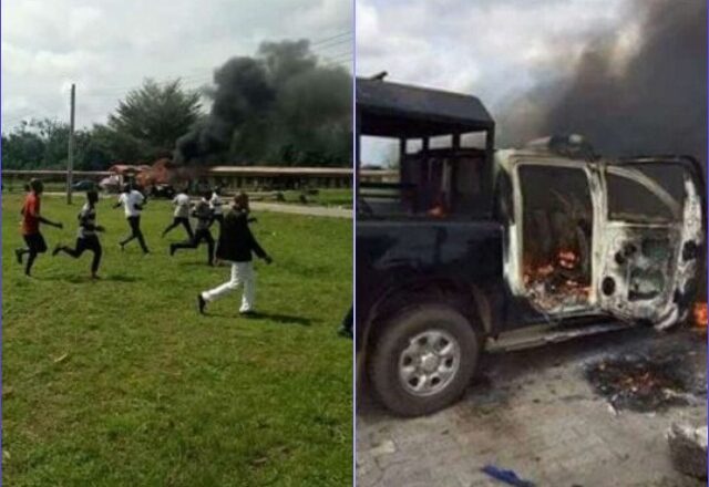 PDP Presidential Primary: Angry Hoodlums Attack Policemen, Set Van Ablaze
