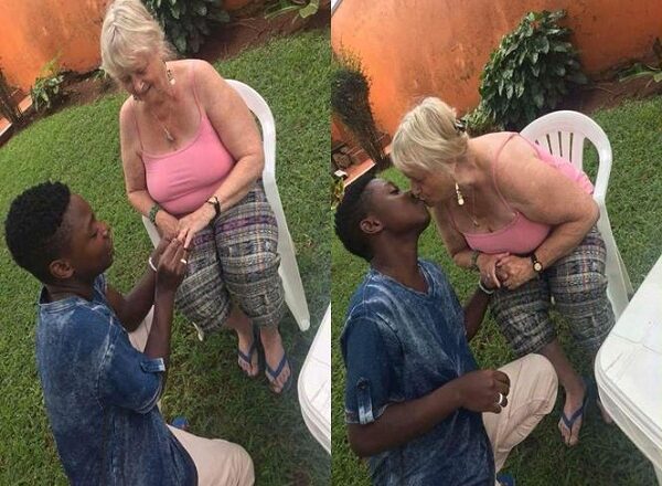 Photos Of Young Nigerian Man As He Proposes To His Older Oyinbo Lover [Photos]