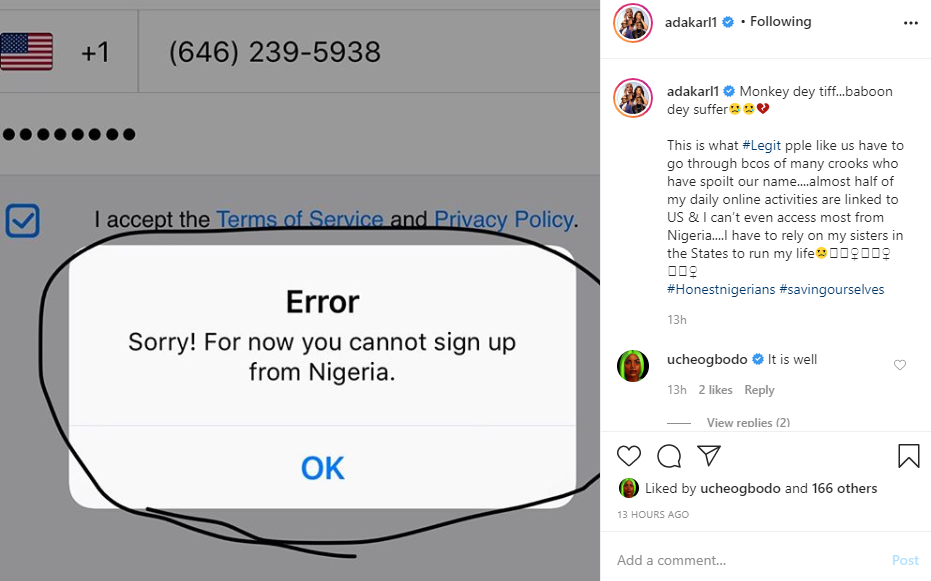 Actress Ada Karl laments over not being able to conduct some online activities linked to the US because she is in Nigeria