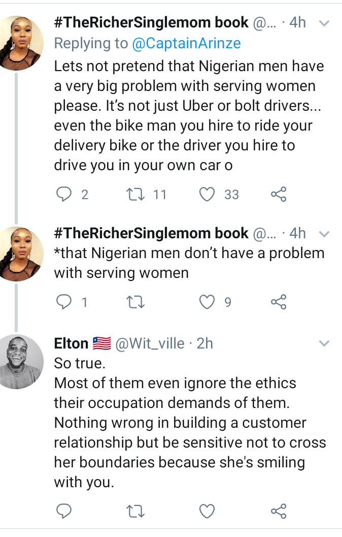 Man starts gender war after he tweets cringe at how some ladies talk to uber drivers.you can be polite and nice. it doesn cost much