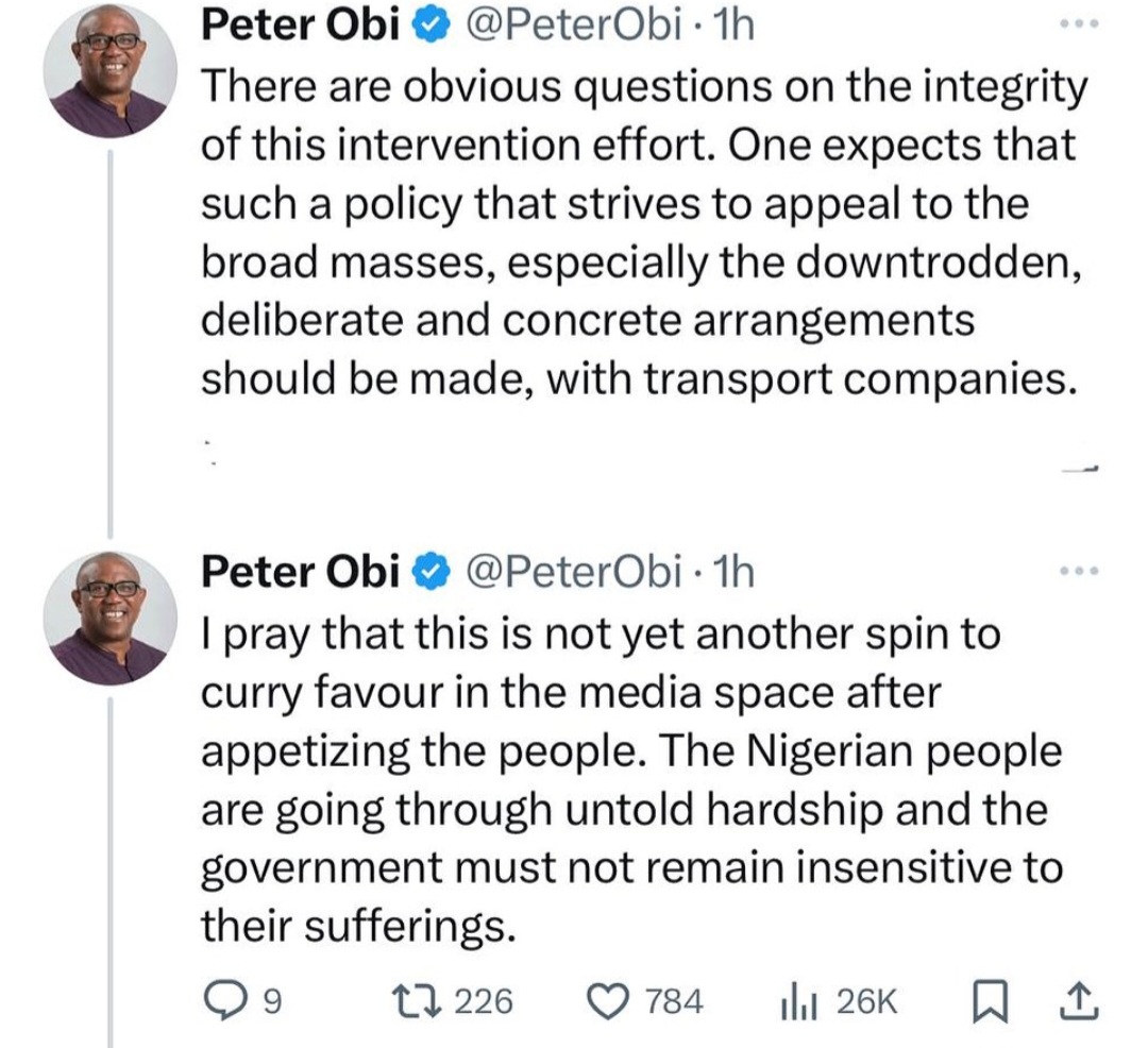 Demolition of houses for presidential fleet is inconsiderate project ? Peter Obi