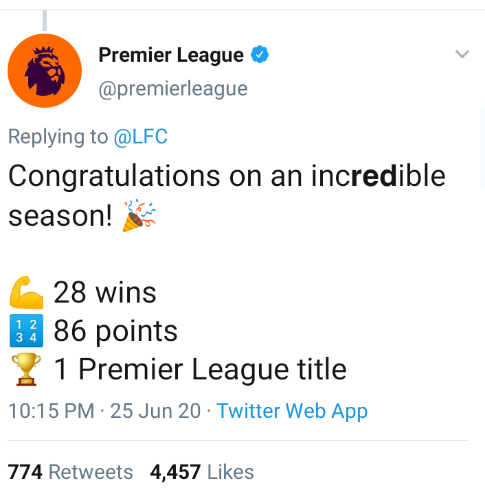 Liverpool winning the English Premier League