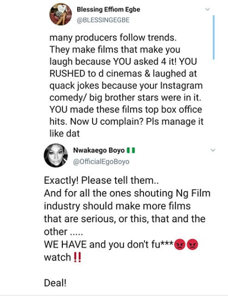 Ego Boyo and Blessing Egbe discuss criticism of Nollywood movies