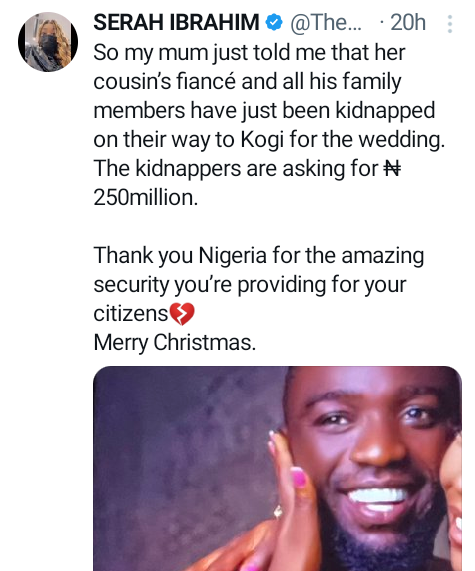 Gunmen kidnap groom and family members on their way to Kogi for his wedding, demand N250m ransom