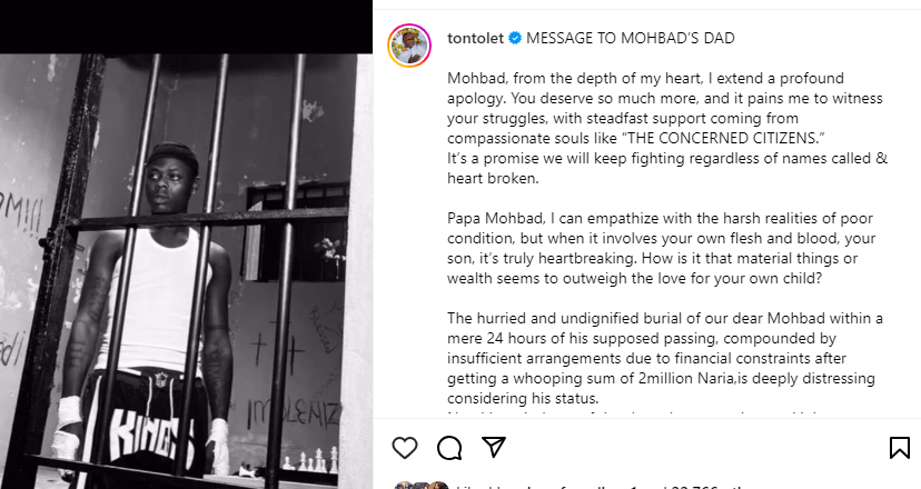 <!DOCTYPE html>
<html>
  <head>
    <title>How is it that material things or wealth seems to outweigh the love for your own child?- Tonto Dikeh takes on Mohbad’s dad</title>
  </head>
  <body>
    How is it that material things or wealth seems to outweigh the love for your own child? – Tonto Dikeh takes on Mohbad’s dad