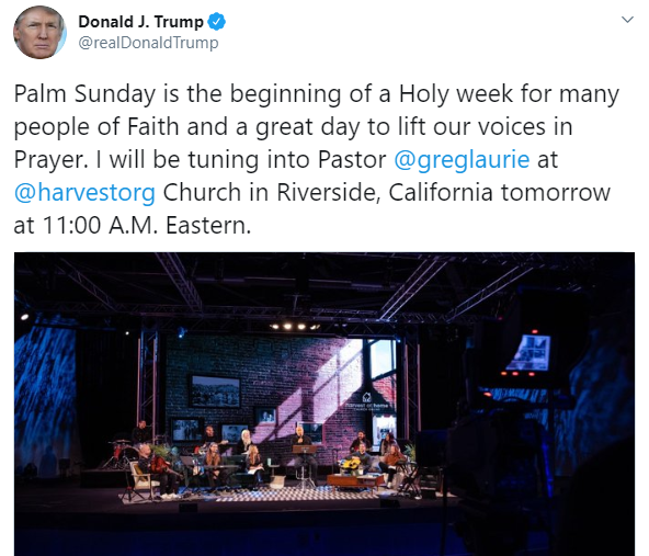 God doesn't exist - See reactions after Trump tweets about Palm Sunday