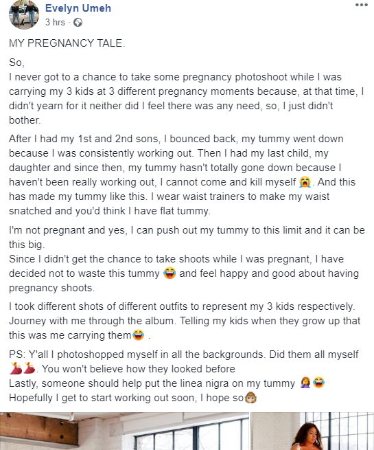 Mum-of-three snaps pregnancy photos with her bloated tummy to make up for not taking them while pregnant with all three kids
