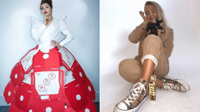  Yay or Nay? See the dresses this fashion student created out of used pizza boxes and Coronavirus symbol (photos)