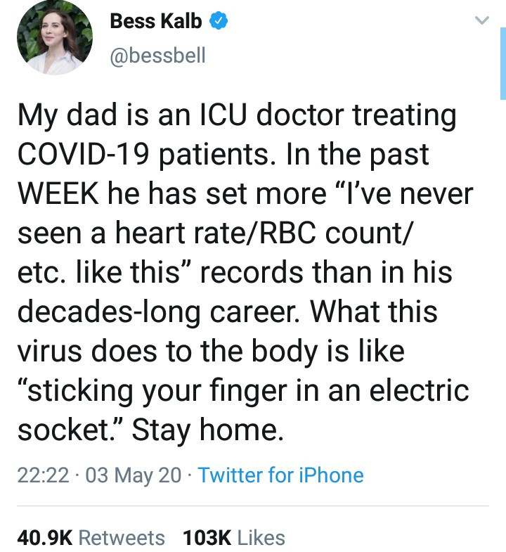 Bestselling author whose dad is an ICU doctor treating Coronavirus patients explains what the virus does to patients