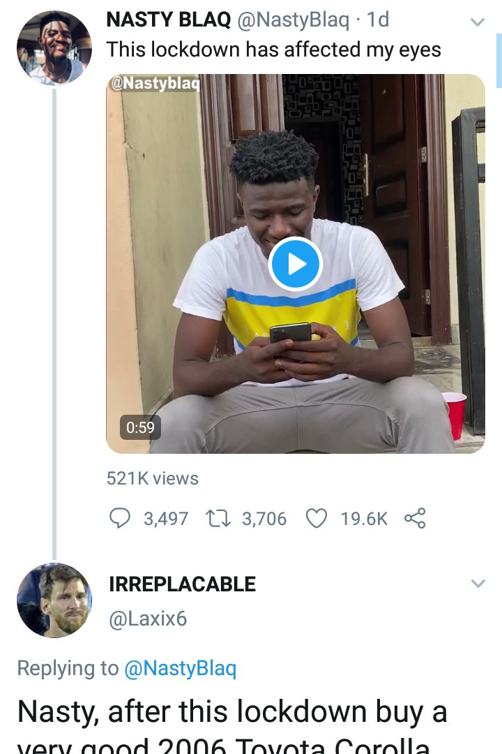 Savage Nigerians suggest alternative jobs for Instagram comedian,Nasty Blaq after he was accused of promoting rape in his latest skit