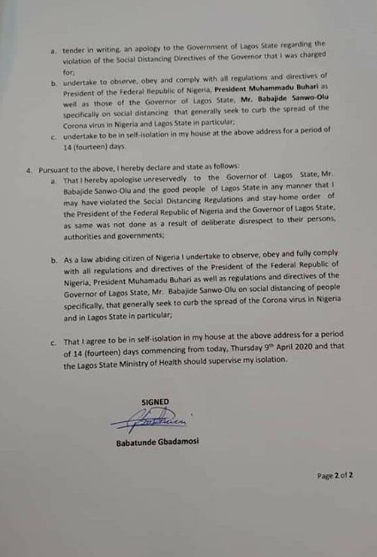 Houseparty: NairaMarley, Babatunde Gbadamosi, write apology letters to Gov. Sanwo-Olu, for violating the social distancing order