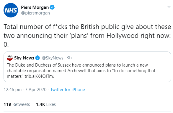 Harry and Meghan reveal the name of their new charitable organisation; Piers Morgan reacts