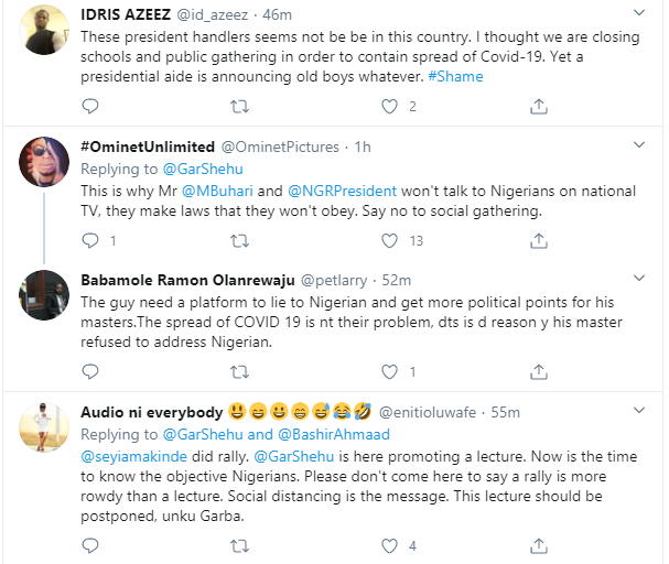 Presidential spokesperson, Garba Shehu slammed for inviting Nigerians to his lecture amid increased number of coronavirus cases