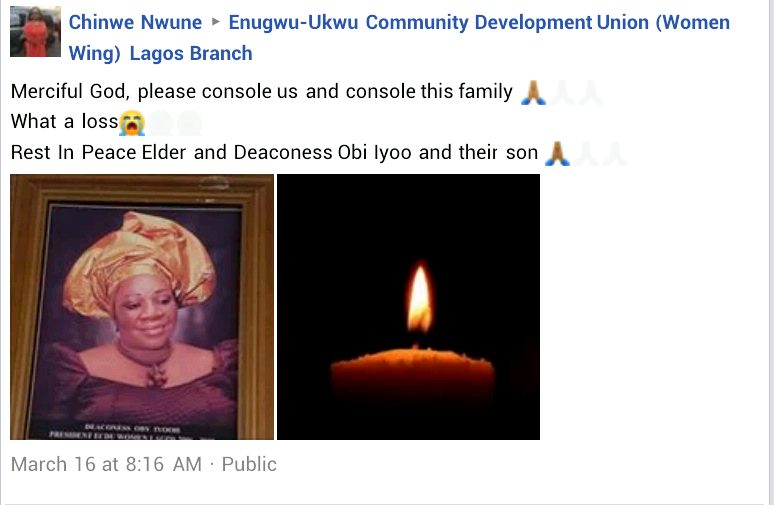 Abule Ado explosion: Photos of Anambra couple who died alongside their son and houseboy on their way to church