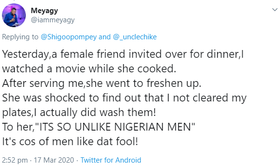 Man reveals he stopped his friend from coming to his house after the comment he made when he saw him clearing the dishes