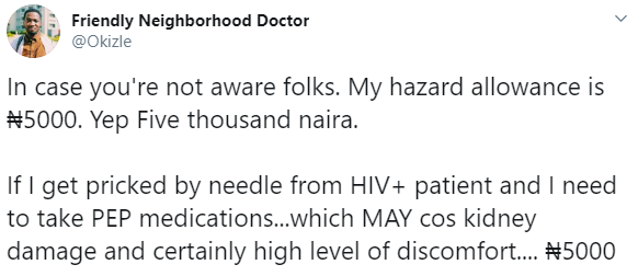 Hazard allowance is N5,000- Nigerian doctor explains why doctors are embarking on strike despite Coronavirus pandemic