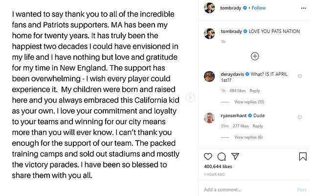 Tom Brady announces he is leaving New England Patriots