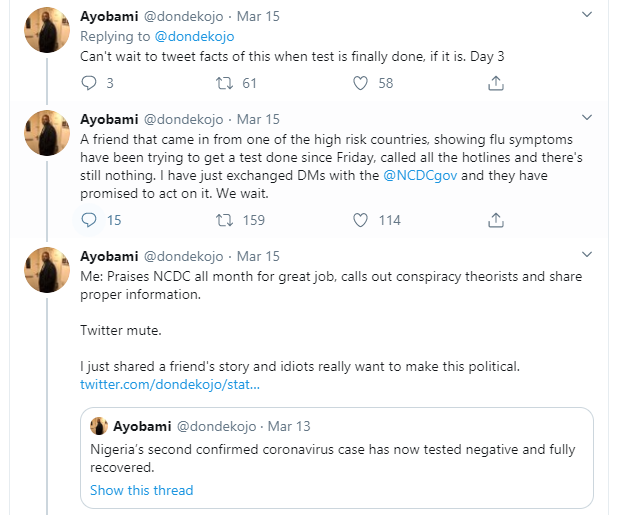 We were told UK isn?t high risk - Nigerian man calls out NCDC for delaying response after friend who became third case of coronavirus in Nigeria arrived