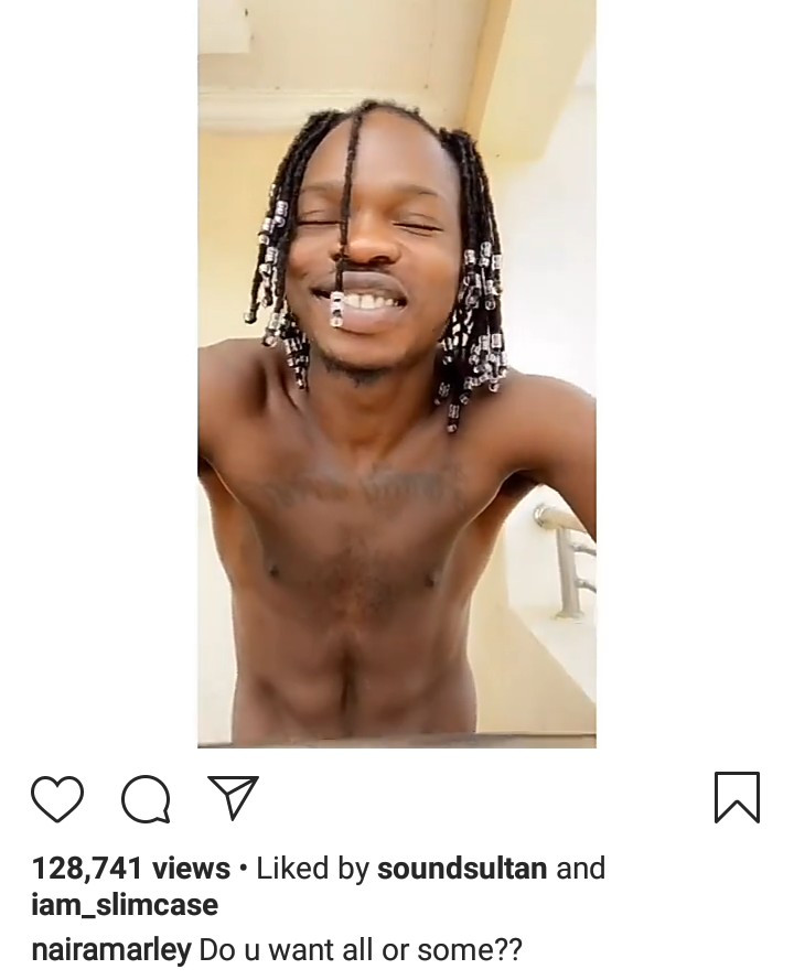 "Do you want all or some? Naira Marley asks as he teases fans with his abs and quad bikes (video)