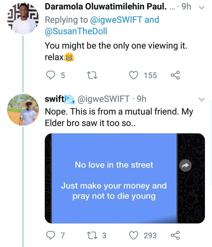 These WhatsApp updates shared by a boy after his elder brother refused to give him money has amused Twitter users