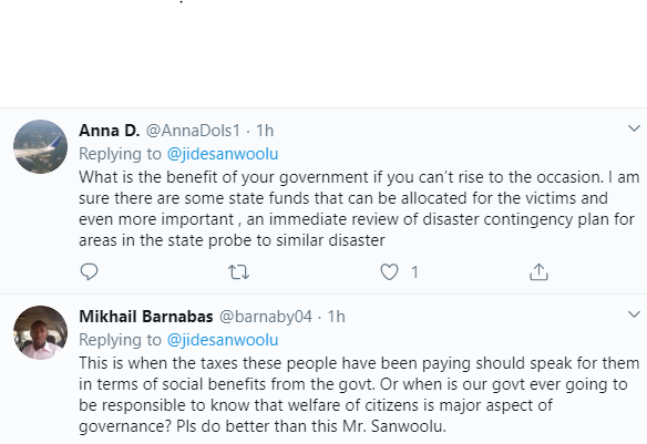 Nigerians tackle Lagos governor, Babajide Sanwo-Olu after he asked for donations for Abule Ado explosion victims