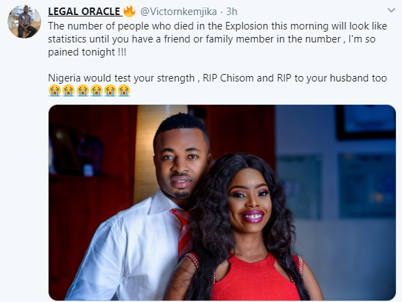 Lawyer mourns couple who reportedly died in Abule Ado explosion