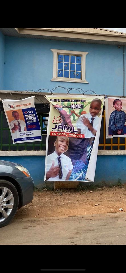 Abuja primary school pupils go viral with their SUG election campaign (photos)