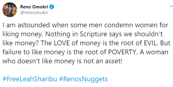A woman who doesn’t like money is not an asset- Reno Omokri tells men