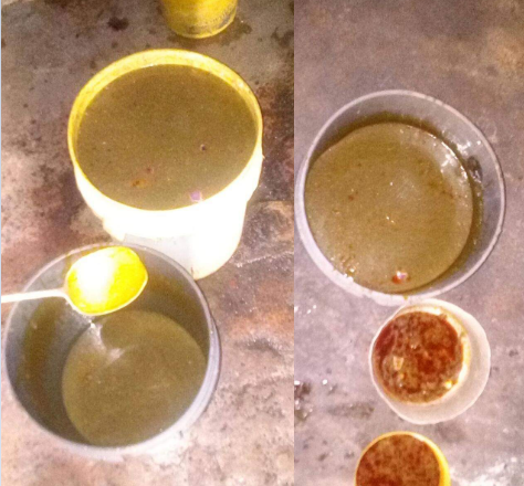 An activist raises awareness about the alleged poor quality of soup served to inmates in Kaduna Prison