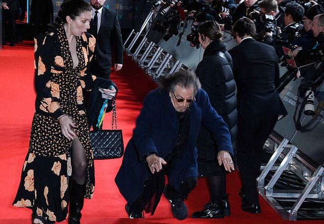 Al Pacino, 79, Takes a Fall at BAFTAs Red Carpet with Girlfriend Meital Dohan (Photos)