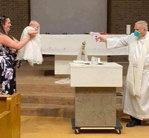Adorable photos of "socially distant" baptism go viral (photos)