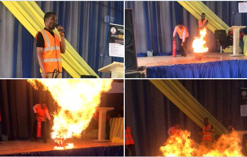 Teaching UNIUYO Freshers Fire Safety Goes Awry as Stage Engulfs in Flames