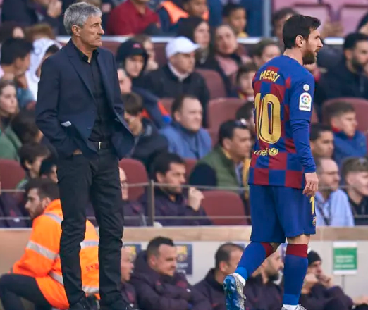 Barcelona’s coach, Quique Setien responds to Lionel Messi’s comments about their playing style and Champions League ambitions