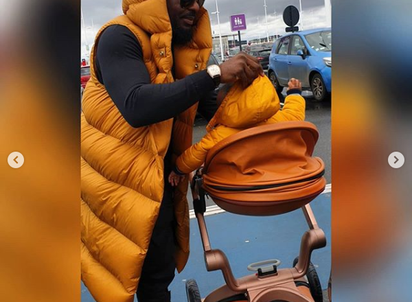 Daddy Duties: Actor Jim Iyke steps out with his son as they enjoy a stroll in Paris (Photos/Videos)